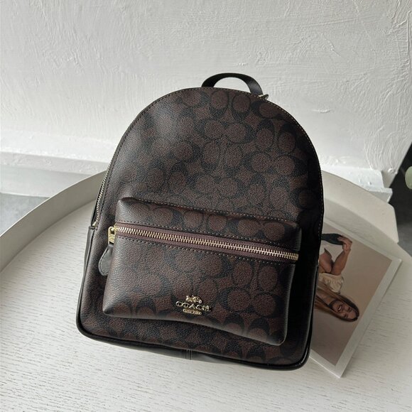 NWT Coach F32200 Medium Charlie Backpack Signature Canvas - Picture 1 of 9